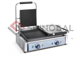 Double head top & bottom both grooved panini grill